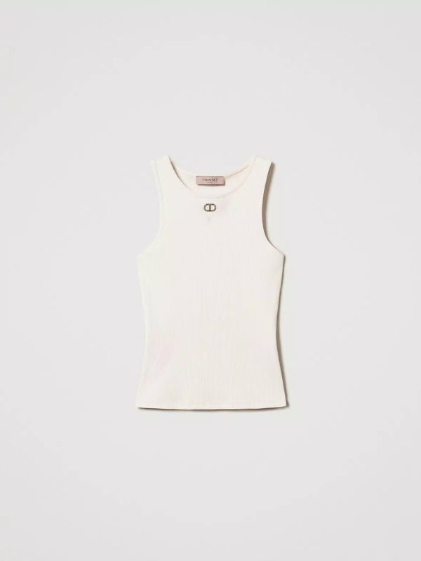 Twinset Top fitted a costine con Oval T Cupcake Pink