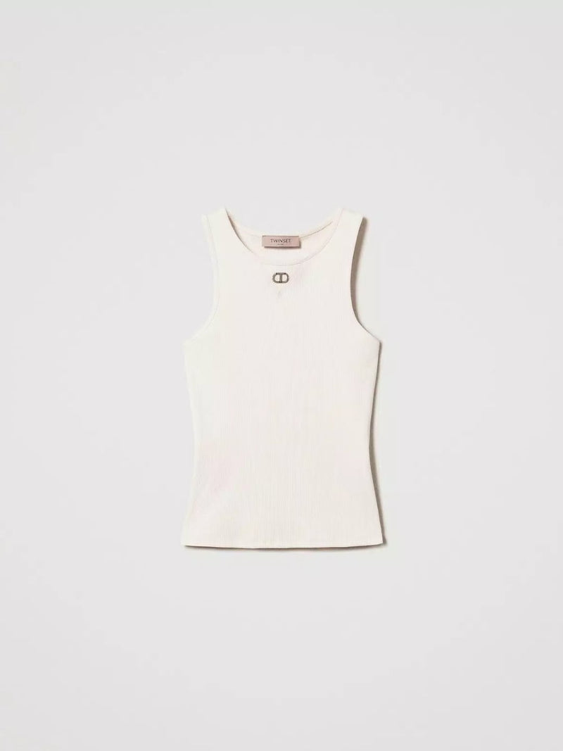 Twinset Top fitted a costine con Oval T Cupcake Pink