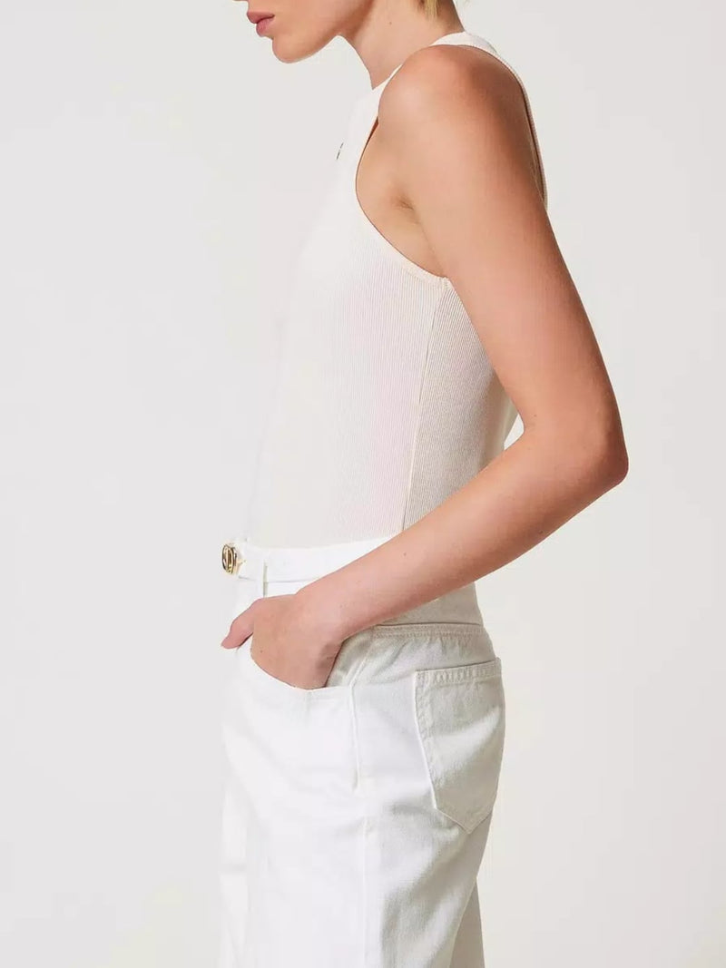 Twinset Top fitted a costine con Oval T Cupcake Pink
