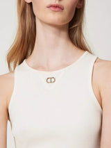 Twinset Top fitted a costine con Oval T Vanilla