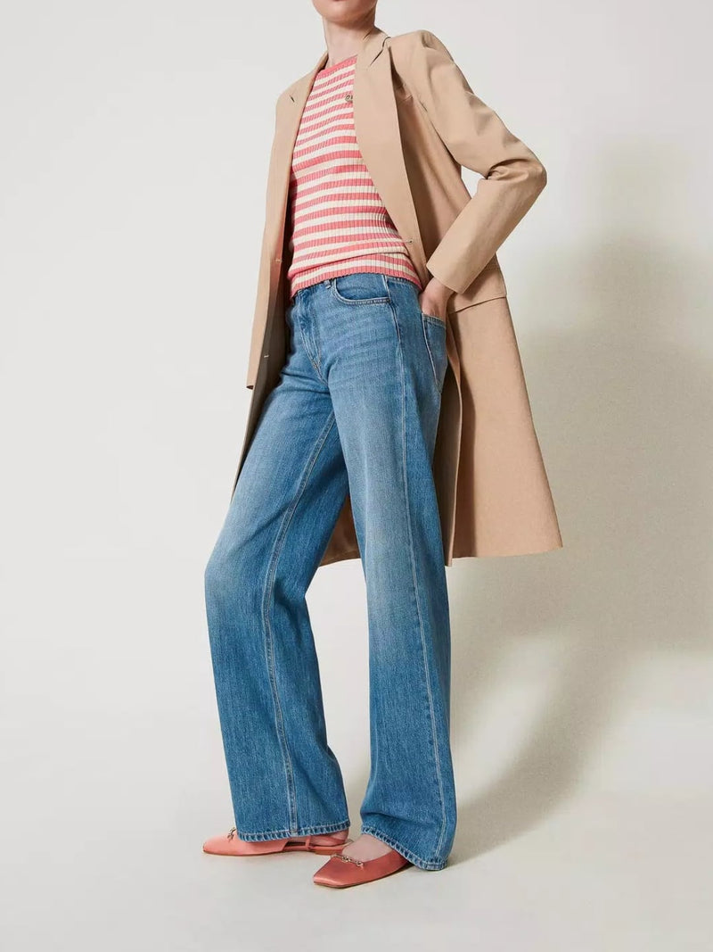 Twinset Jeans straight fit con cinque tasche Denim Chiaro