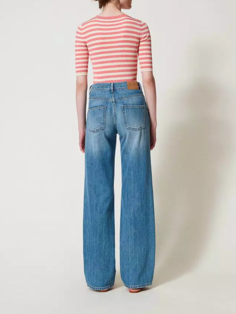 Twinset Jeans straight fit con cinque tasche Denim Chiaro