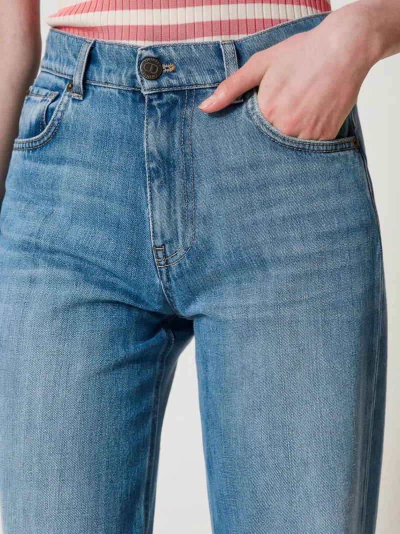Twinset Jeans straight fit con cinque tasche Denim Chiaro
