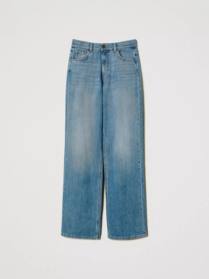 Twinset Jeans straight fit con cinque tasche Denim Chiaro