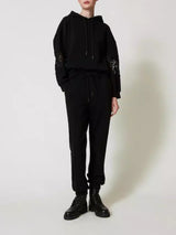 Twinset Felpa con cappuccio e macramè Nero