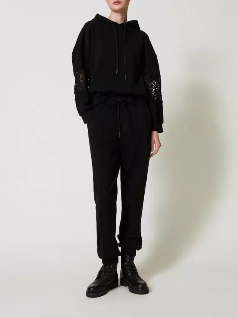 Twinset Pantaloni joggers in felpa Nero