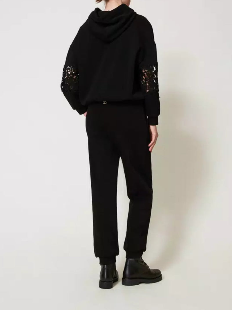 Twinset Pantaloni joggers in felpa Nero
