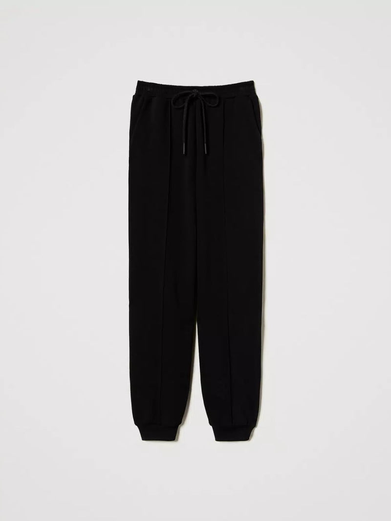 Twinset Pantaloni joggers in felpa Nero