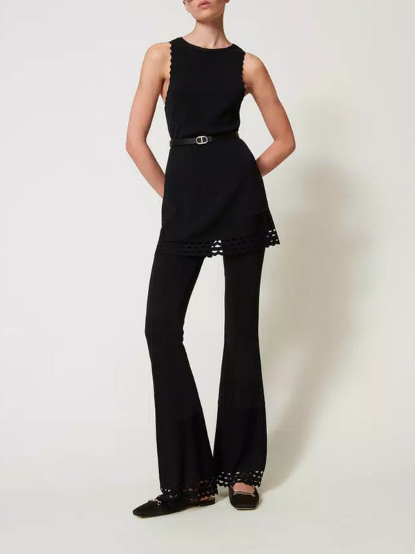 Twinset Pantaloni flare con motivo geometrico Nero