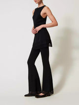 Twinset Pantaloni flare con motivo geometrico Nero
