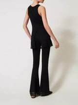 Twinset Pantaloni flare con motivo geometrico Nero