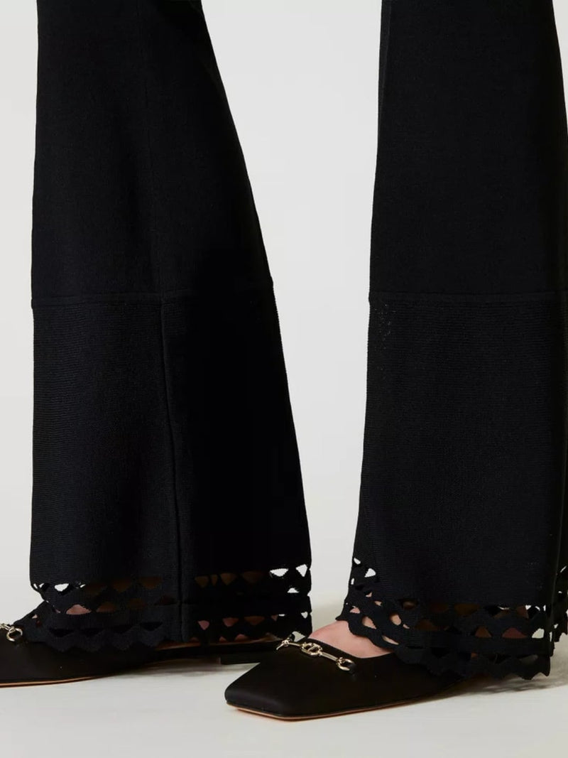 Twinset Pantaloni flare con motivo geometrico Nero