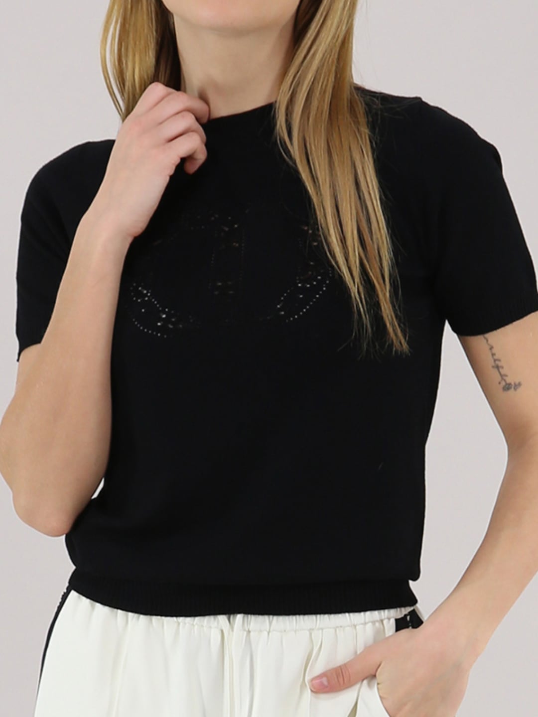 Twinset Maglia lupetto con logo Oval T Nero