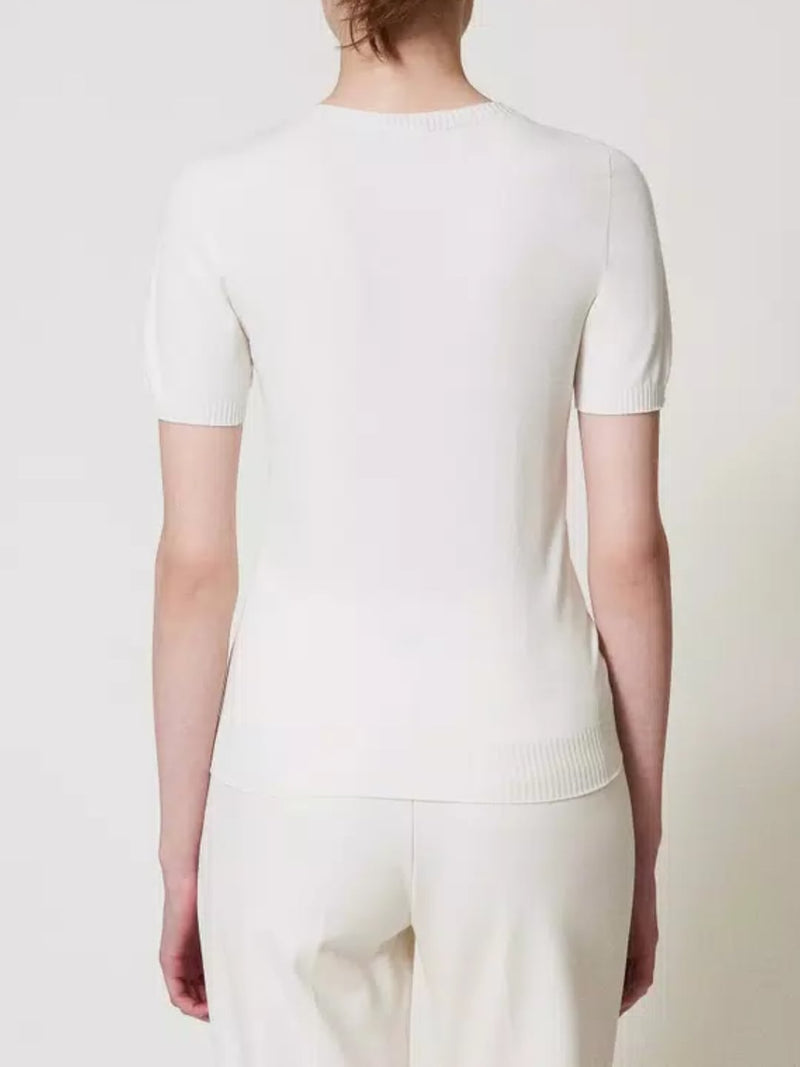 Twinset Maglia lupetto con logo Oval T Bianco Neve