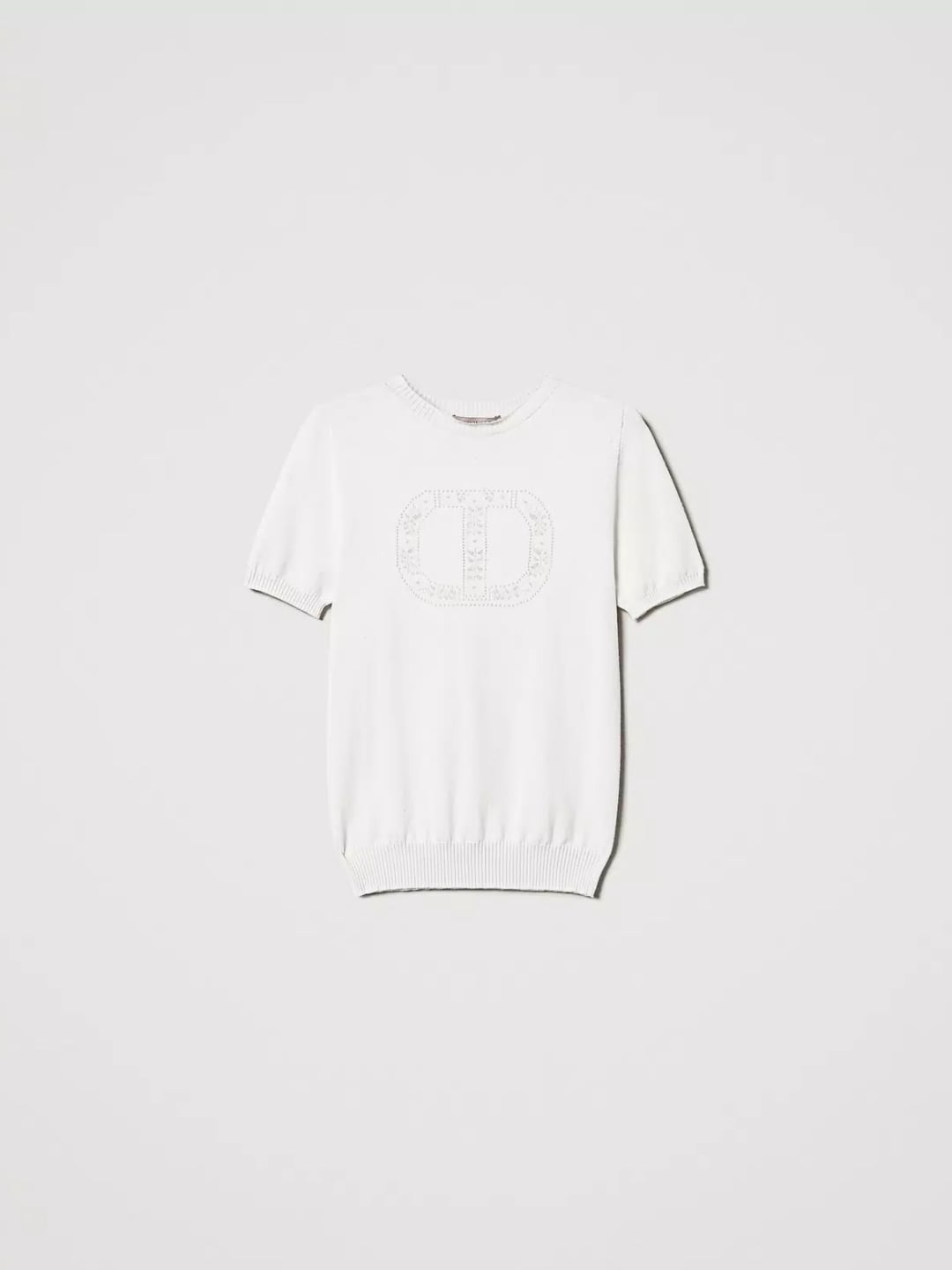 Twinset Maglia lupetto con logo Oval T Bianco Neve