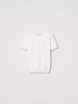 Twinset Maglia lupetto con logo Oval T Bianco Neve