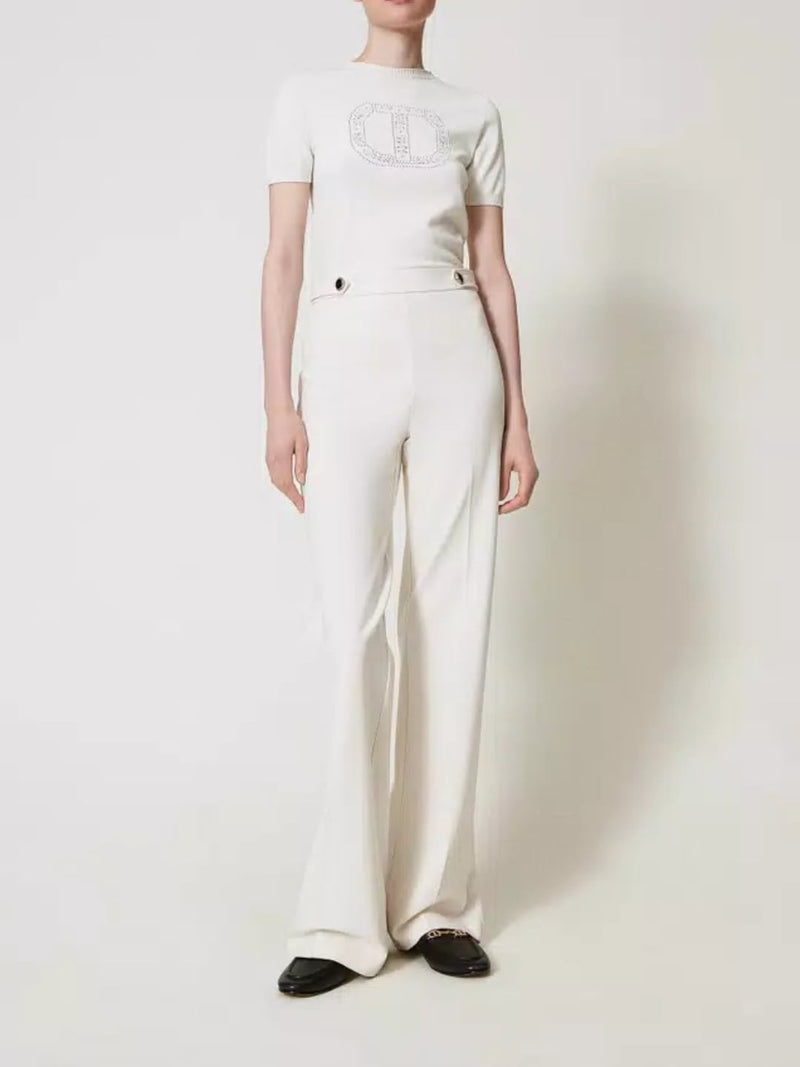 Twinset Maglia lupetto con logo Oval T Bianco Neve