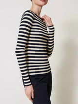 Twinset Maglia a righe con maniche lunghe Neve - Blue Night
