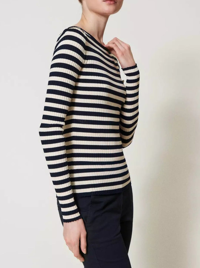 Twinset Maglia a righe con maniche lunghe Neve - Blue Night