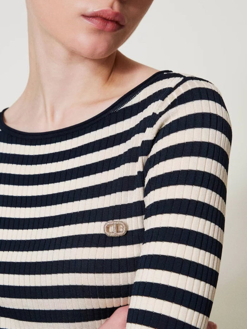 Twinset Maglia a righe con maniche lunghe Neve - Blue Night
