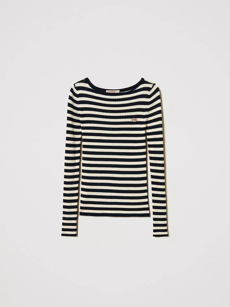 Twinset Maglia a righe con maniche lunghe Neve - Blue Night