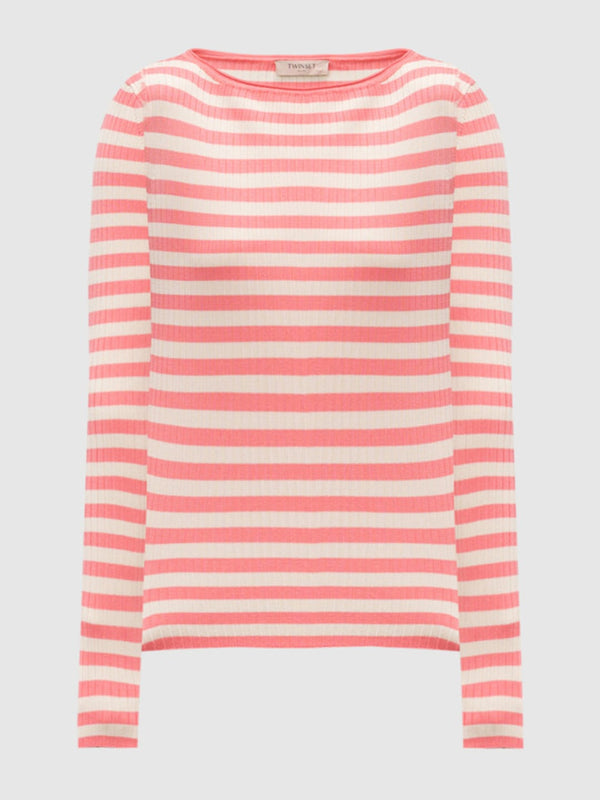 Twinset Maglia a righe con maniche lunghe Neve - Peach