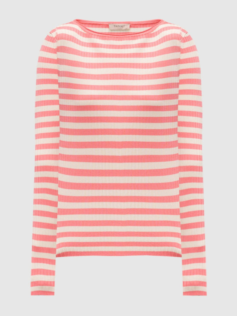 Twinset Maglia a righe con maniche lunghe Neve - Peach