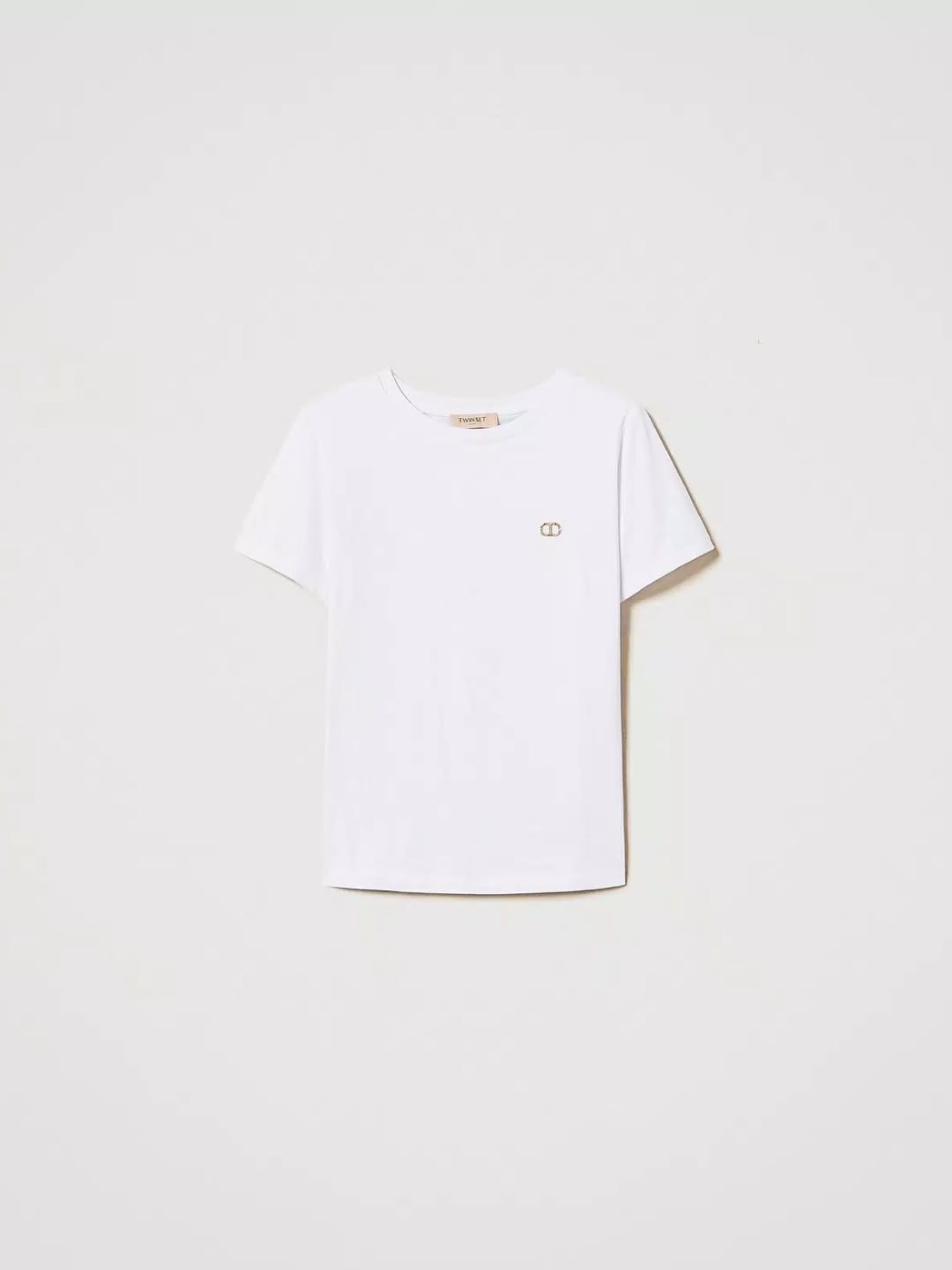 Twinset T-shirt con logo Oval T di strass Bianco