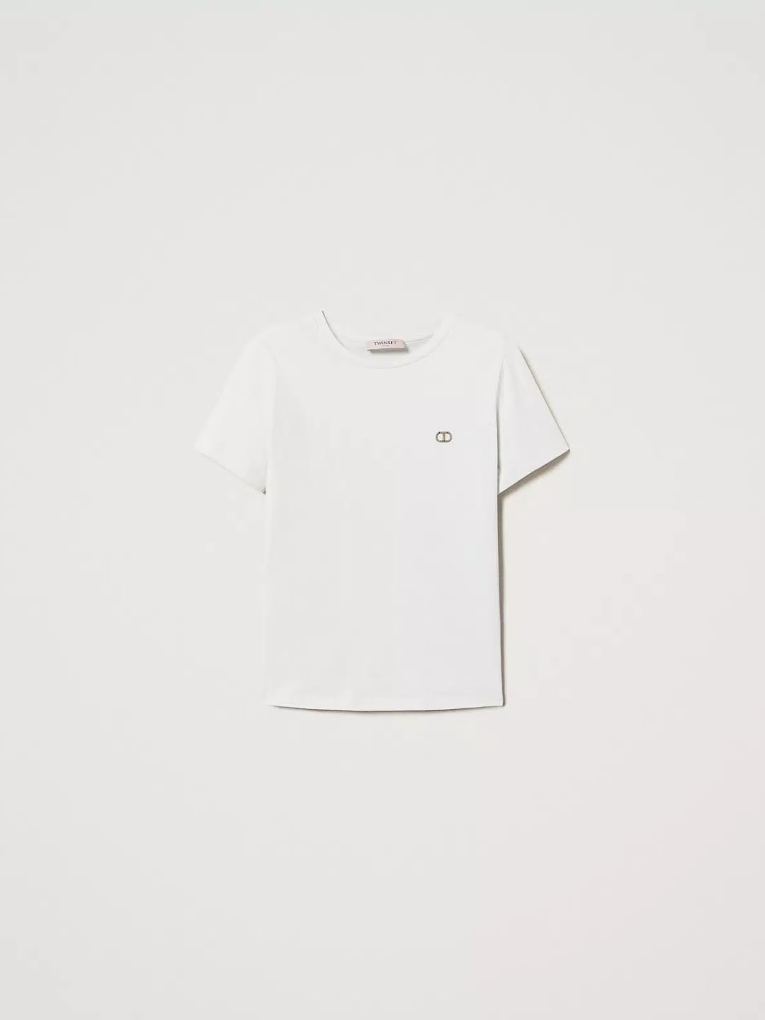 Twinset T-shirt con logo Oval T di strass Water Green