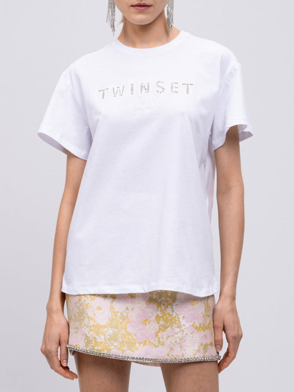 Twinset T-shirt in cotone Bianco Ottico