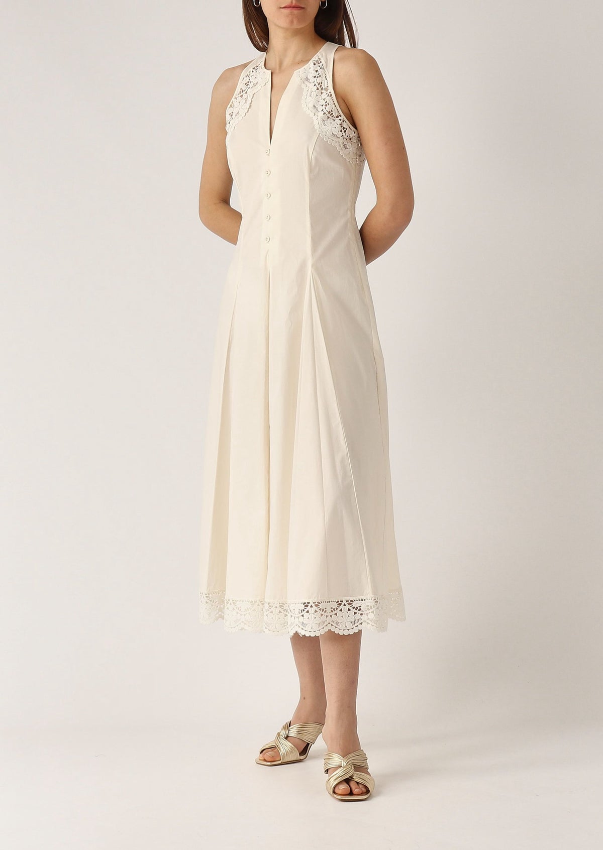 Twinset Abito da donna in cotone stretching Bianco Neve