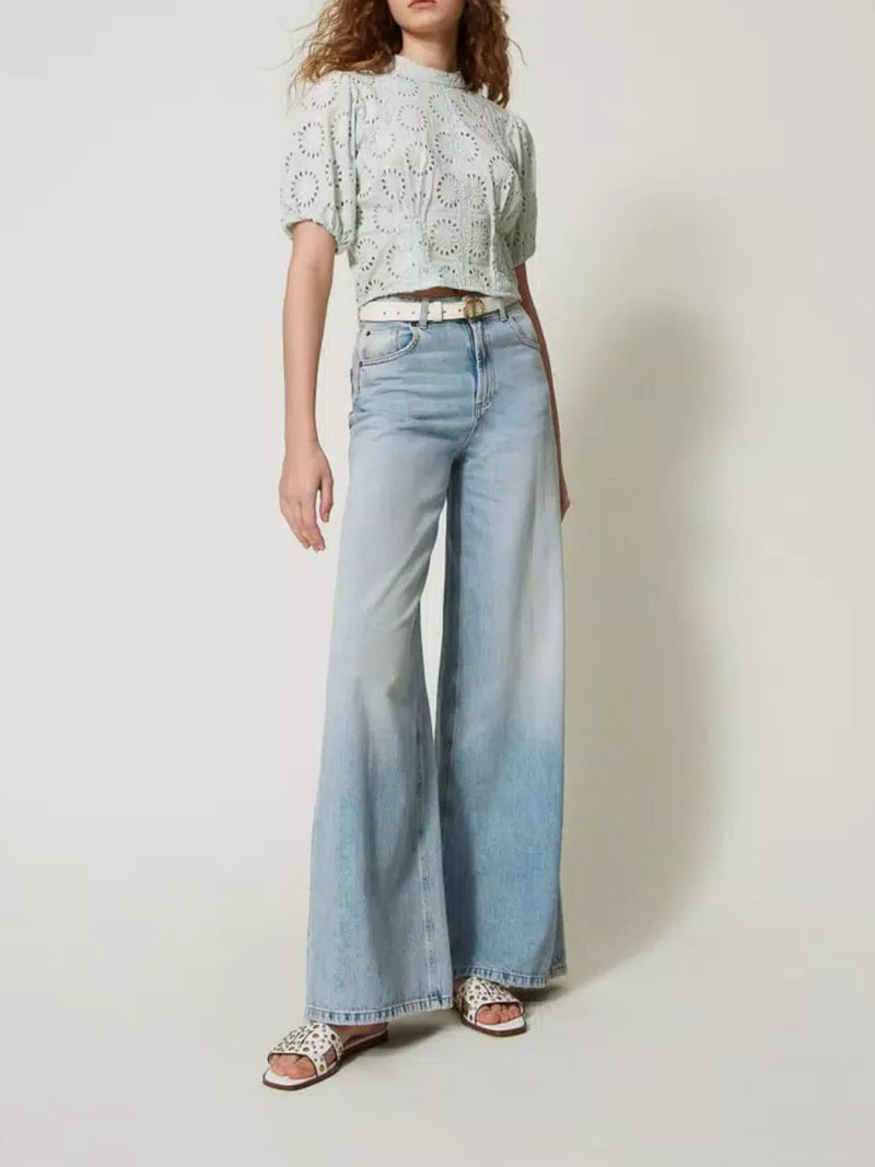 Twinset Jeans wide leg cinque tasche Denim Chiaro