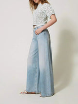 Twinset Jeans wide leg cinque tasche Denim Chiaro