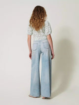 Twinset Jeans wide leg cinque tasche Denim Chiaro