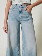 Twinset Jeans wide leg cinque tasche Denim Chiaro