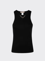 Twinset Top a costine con catena Nero