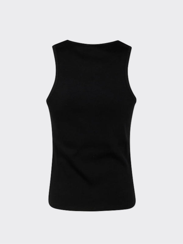 Twinset Top a costine con catena Nero