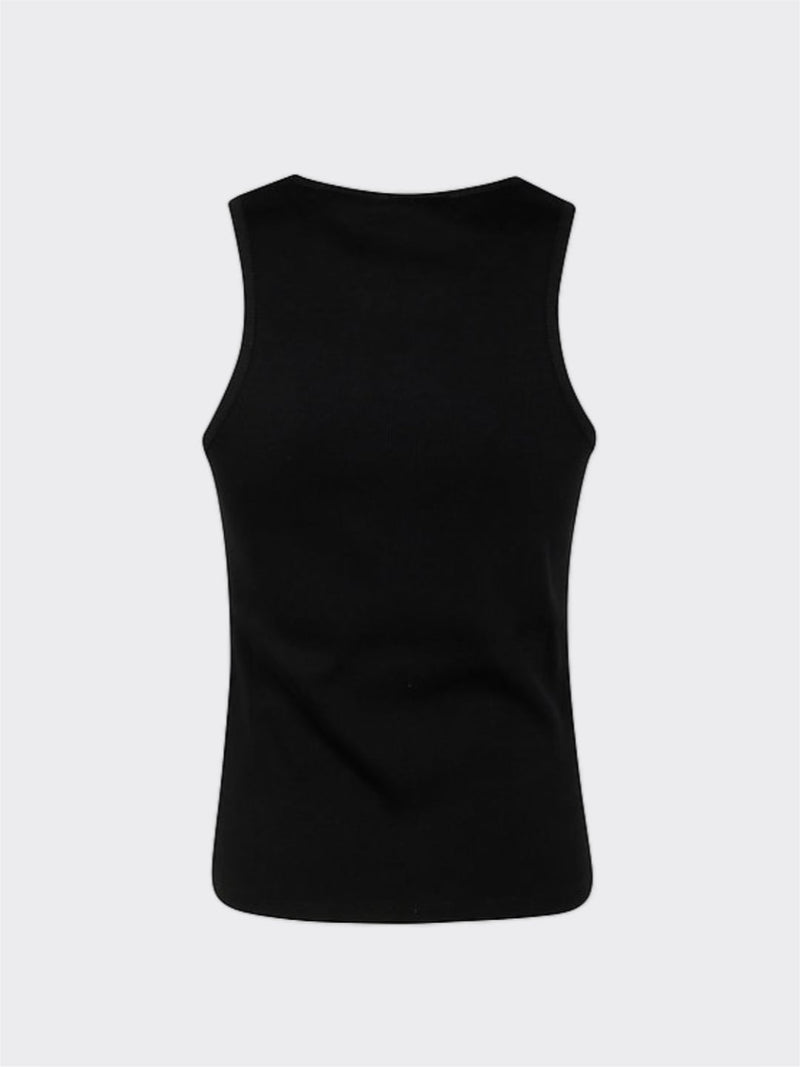 Twinset Top a costine con catena Nero