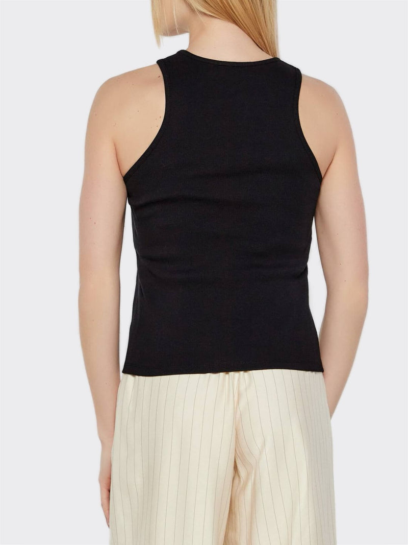 Twinset Top a costine con catena Nero