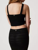 Twinset Top cropped in maglia con spalline Nero