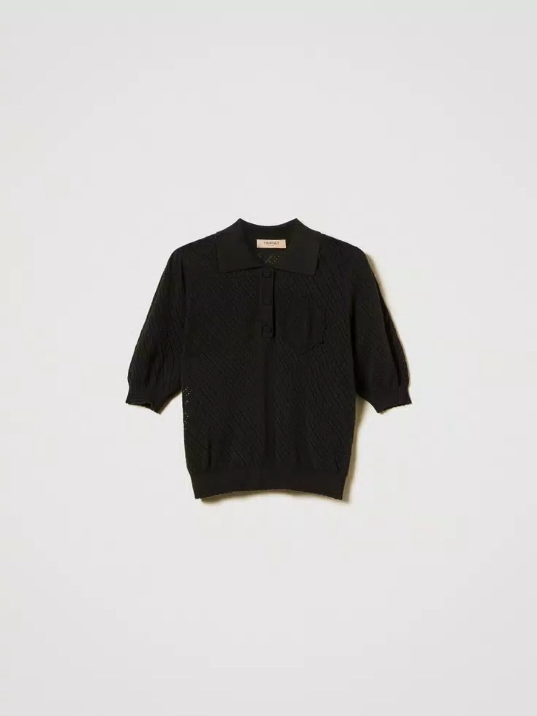 Twinset Maglia a polo con patch ricamato Nero