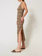 Twinset Abito longuette in maglia bicolore Oro