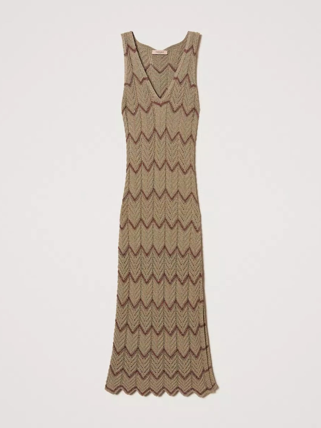 Twinset Abito longuette in maglia bicolore Oro