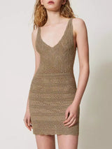 Twinset Mini abito in Lurex Oro