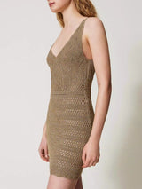 Twinset Mini abito in Lurex Oro
