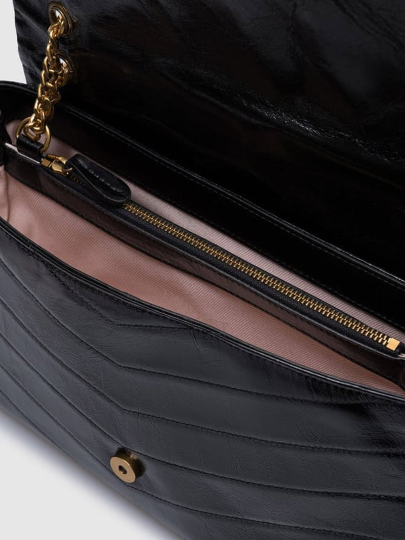 Twinset Borsa in pelle lucida con logo Nero