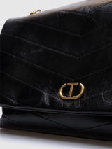Twinset Borsa in pelle lucida con logo Nero