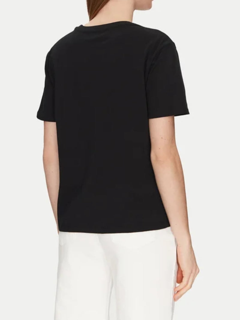 Twinset T-shirt con placchetta Oval T strass Nero