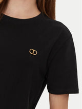 Twinset T-shirt con placchetta Oval T strass Nero