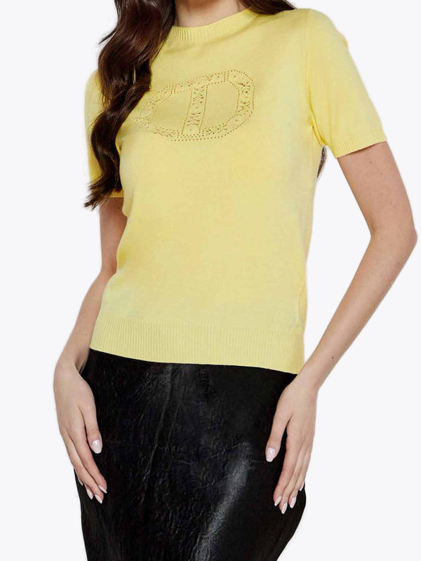 Twinset Maglia lupetto con logo Oval T Vanilla